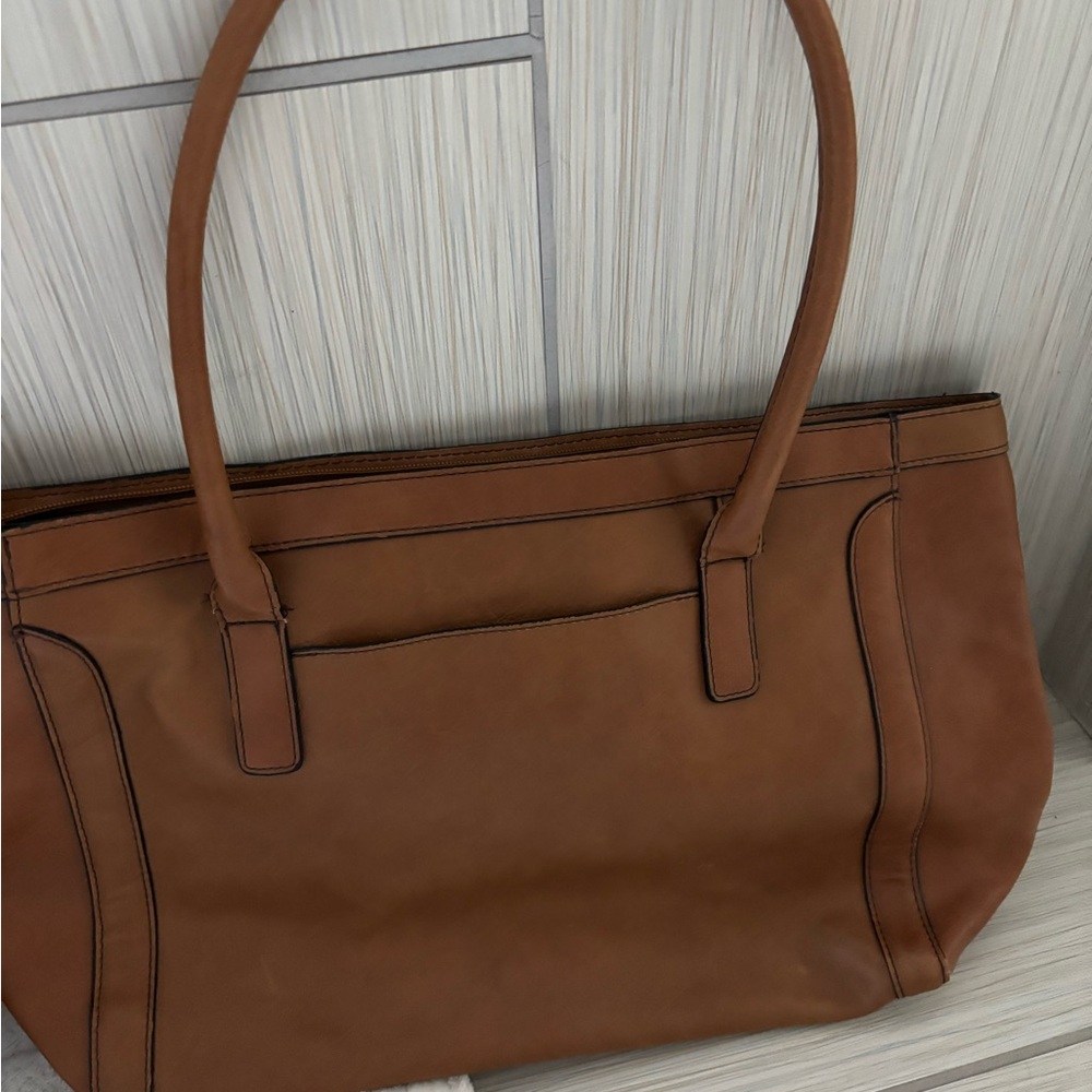 Elegant Brown Leather Tote Bag